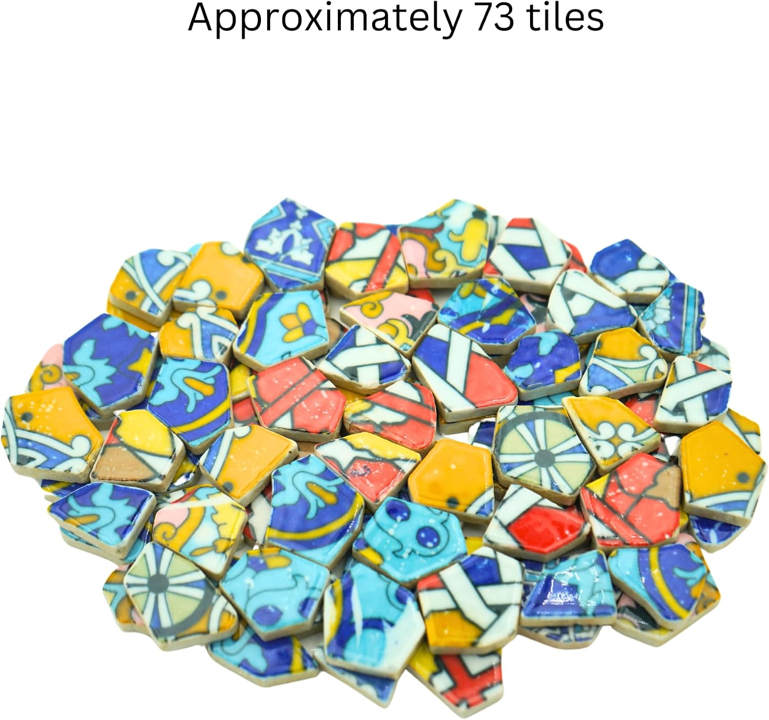 1.1 lbs Modern Abstract Geometric Irregular Porcelain Mosaic Tiles, DIY Handmade, Bathroom, Living Room, Kitchen Backsplash, Outdoor (Mix Color, Medium)