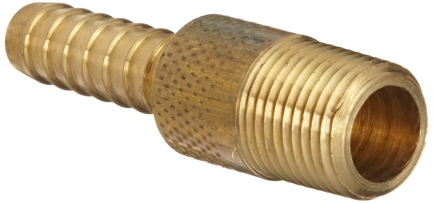 Dixon BST10 Brass Hose Fitting, King Combination Nipple Threaded End with Knurled Wrench Grip, 1"-11-1/2 NPT Male x 1" Hose ID Barbed
