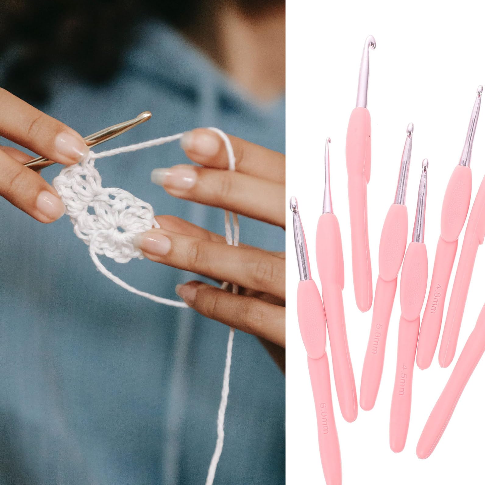 EXCEART 24pezzi Ganci Per Uncinetto Con Manico Ergonomico e Strumenti Di Lavoro Maglia Per Principianti e Fai Da Te Per Creazioni Artigianali e Lavori Di Maglieria