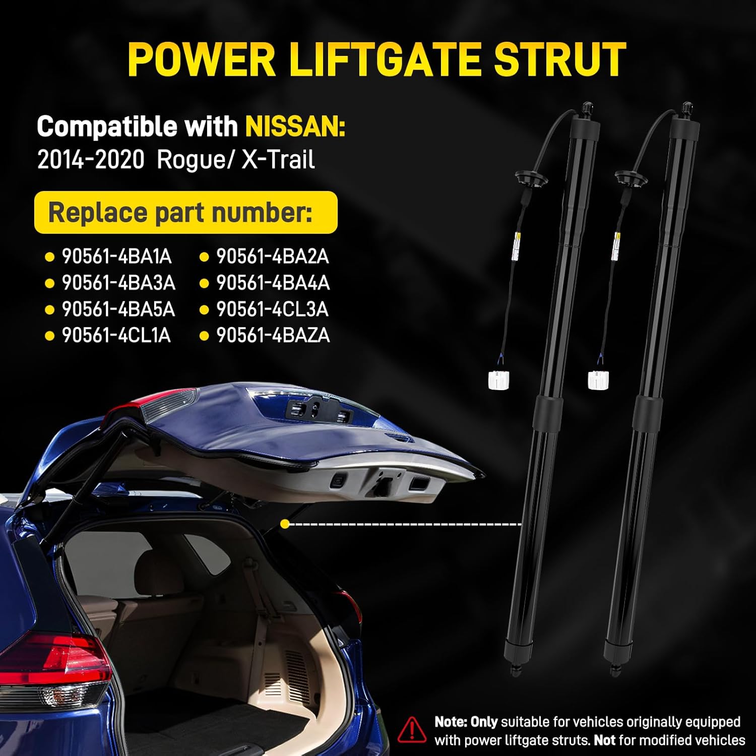 Rear Power Tailgate Lift Supports Hatch Struts Compatible with 2014-2020 Nissan Rogue, Liftgate Shocks Electric Trunk Actuator, Replaces# 90561-4BA1A 90561-4BA2A 90561-4BA3A 90561-4BA4A,1Pair, 2Pcs