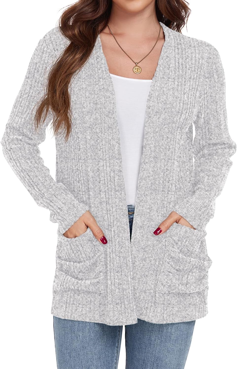 GRECERELLE Women's Open Front Lightweight Cardigan Fall Sweaters Outwear