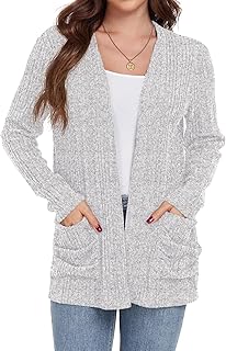 Womens Long Sleeve Lightweight Open Front V-Neck Casual Cardigan Sweater...