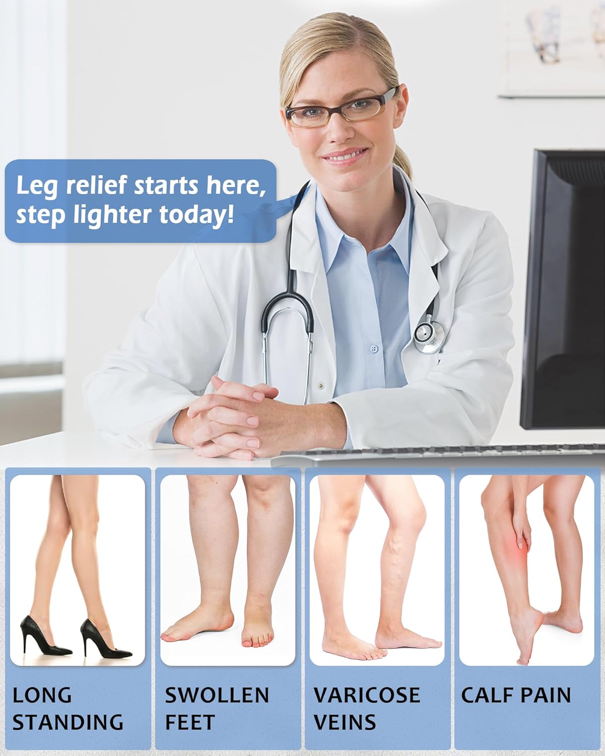 Ailaka Medical Compression Stockings for Women & Men, 20-30 mmHg Thigh High Compression Socks with Closed Toe, Graduated Support Hose for Varicose Veins, Edema, Circulation, Post-Surgery Recovery - Image 4