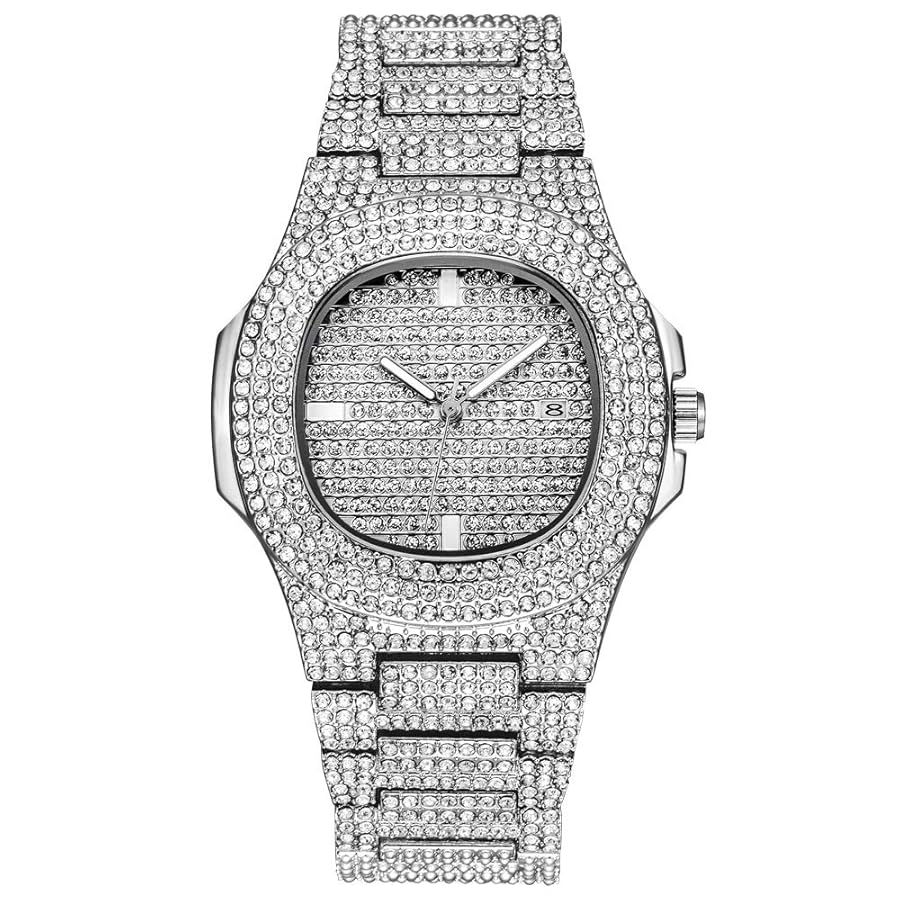Jacklin F Orologio da Uomo Ghiacciato con Diamanti : Amazon.it: Moda