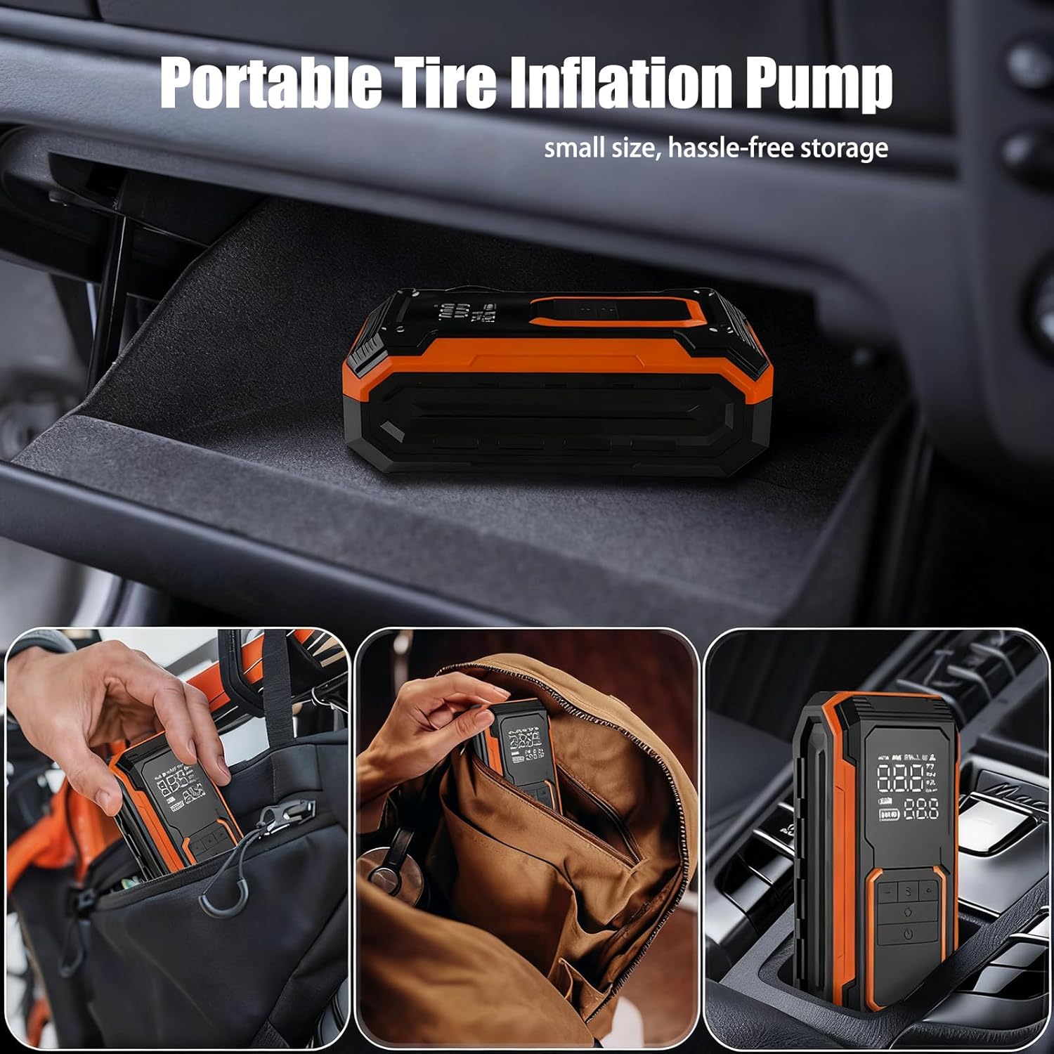 150PSI Tire Inflator Portable Air Compressor - with Auto Shut-Off, LED Light, Digital Gauge, 12V DC Adapter, Dual Power Electric Air Pump for Car, Motorcycle, Bicycle, Balls and More