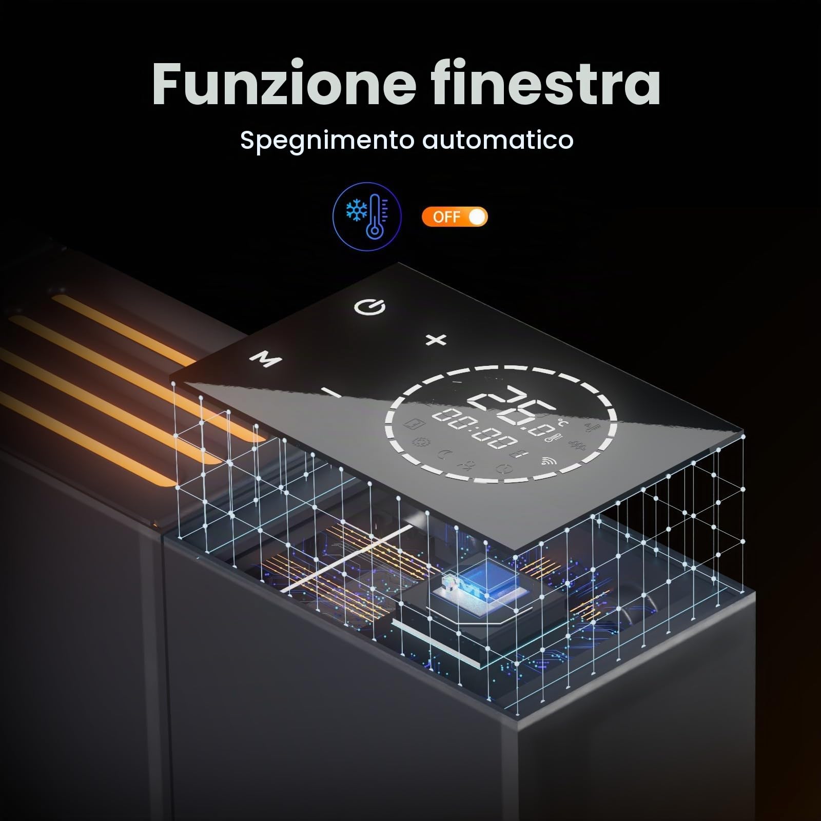 EMKE Riscaldamento elettrico a risparmio energetico, 1000 W, dispositivo da pavimento o da parete, riscaldamento elettrico con display LCD, timer settimanale, applicazione telecomando termoconvettore