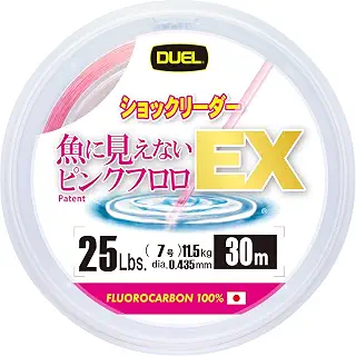 デュエル(DUEL)魚に見えないピンクフロロEX ショックリーダー30m 2~100Lbs フロロカーボン ジャストストッパー ステルスピンク