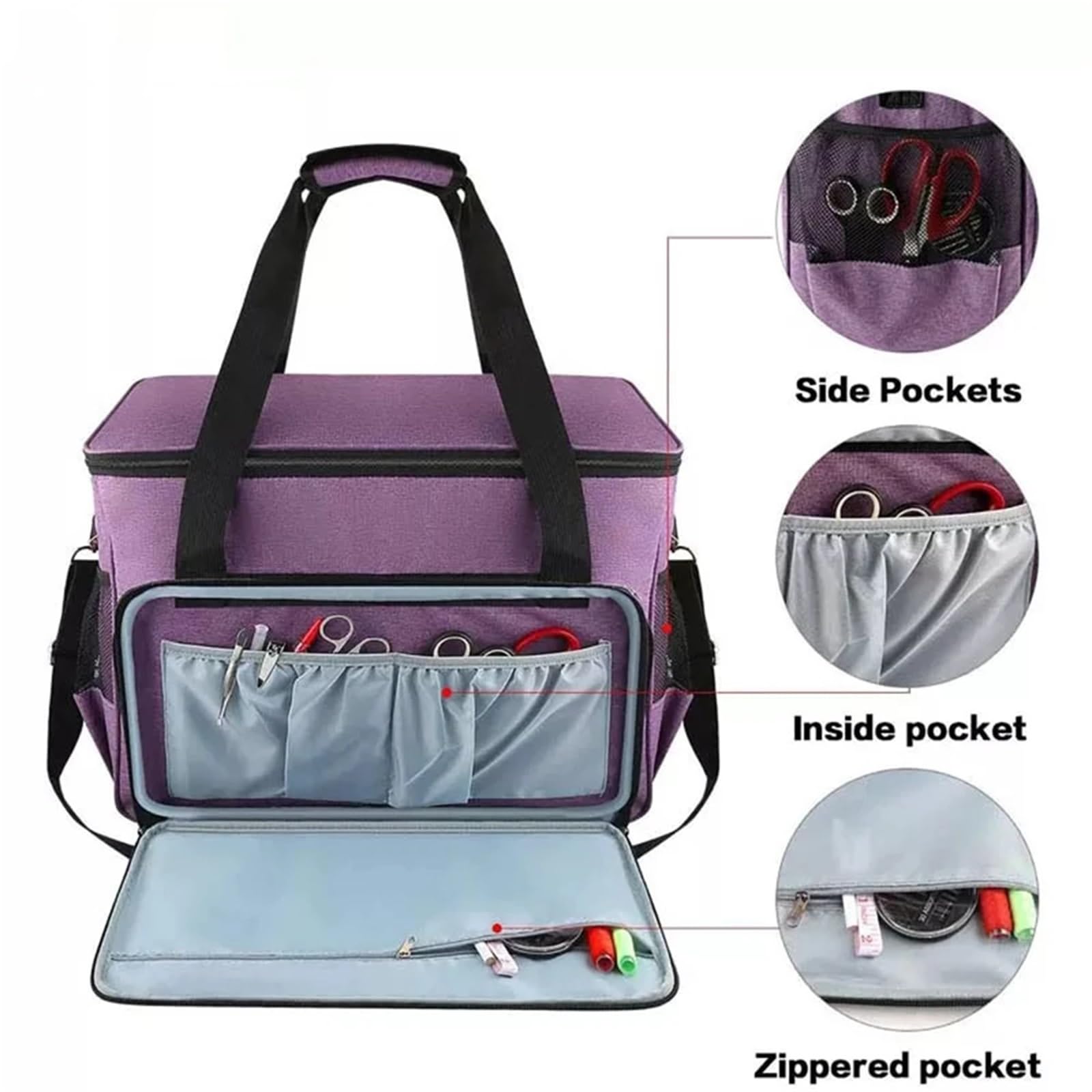 Bolsa para Máquina De Coser Estuche for máquina de Coser, Bolsa Viaje for y Accesorios, Fundas for for la mayoría los estándares(Purple)