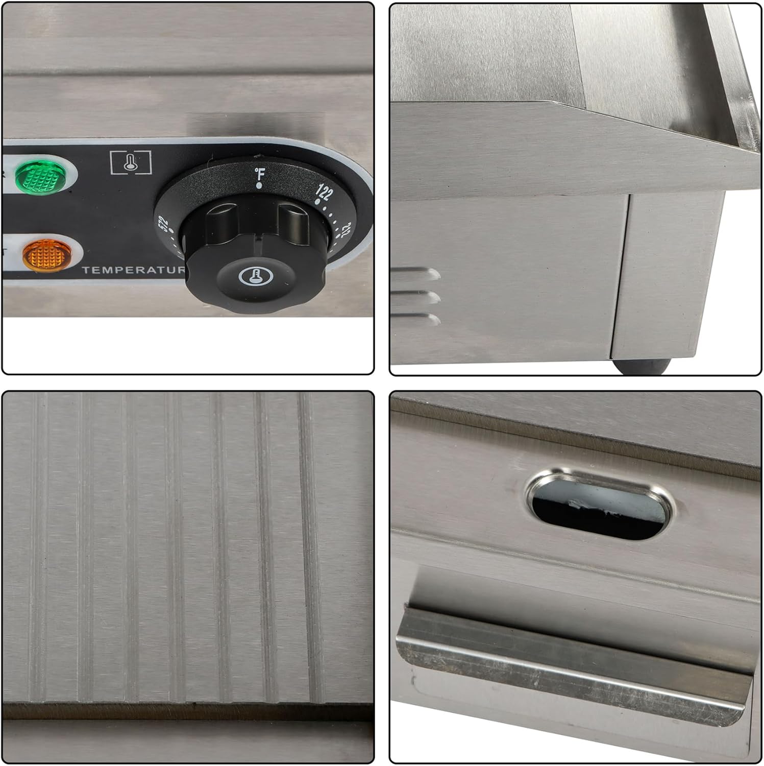 30 Inch Commercial Flat Top Grill, 3000W Countertop Half Flat Top Grill, 122℉-572℉ Adjustable Temp, Heavy Duty Commercial Teppanyaki Grill for Home or Restaurant (No Plug)