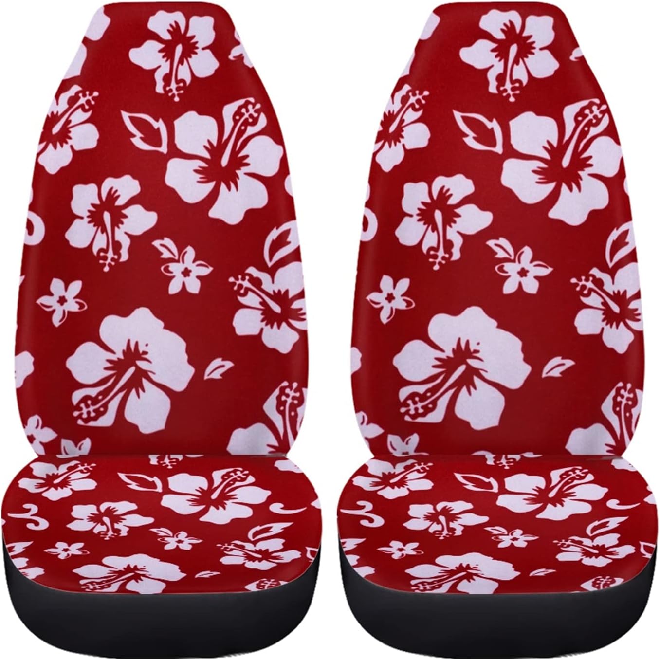 Dreaweet Red Car Accessories for Women Stylish Hibiscus Flower Print Car Seat Covers Front Seats Only,Hawaiian Seat Covers Universal for SUV Trucks Sedan