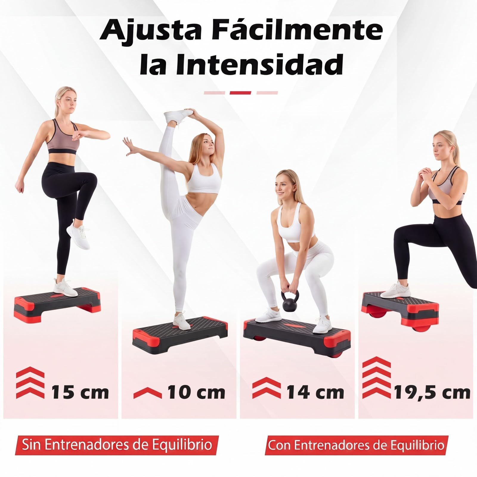 COSTWAY 3 en 1 Plataforma Step de Aeróbic, Ajustable con 2 Elevadores