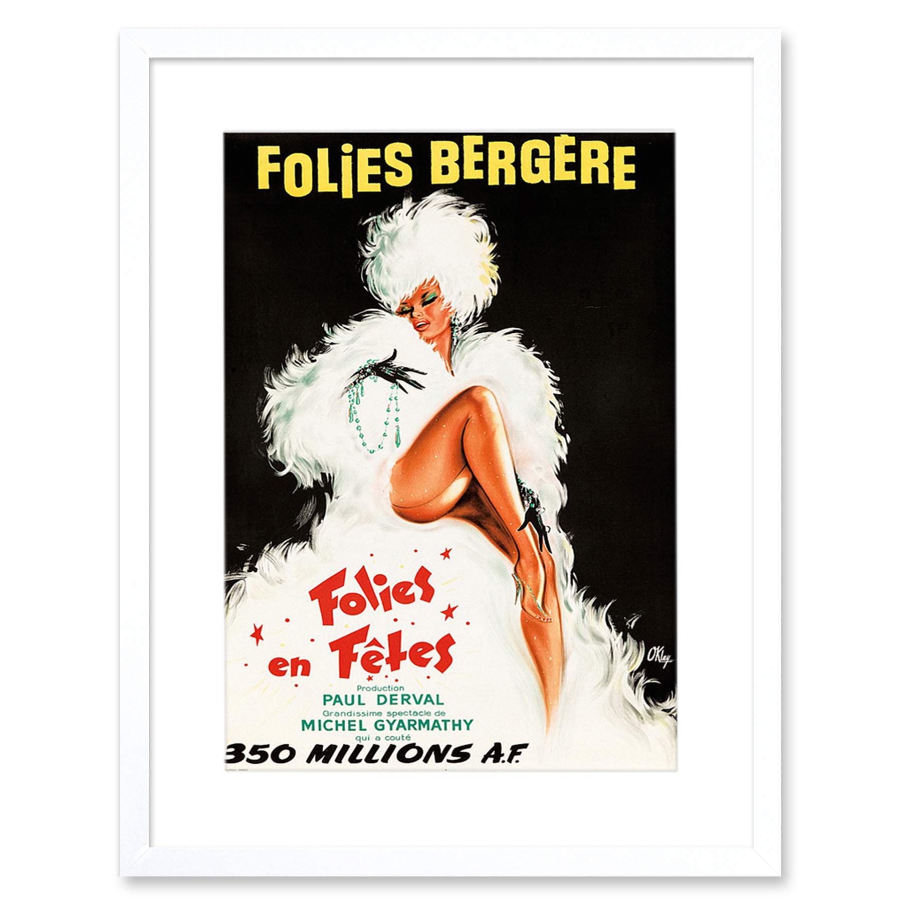 Wee Blue Coo Folies Bergere Theatre Cabaret Artwork Framed Wall Art Print 12X16 Inch