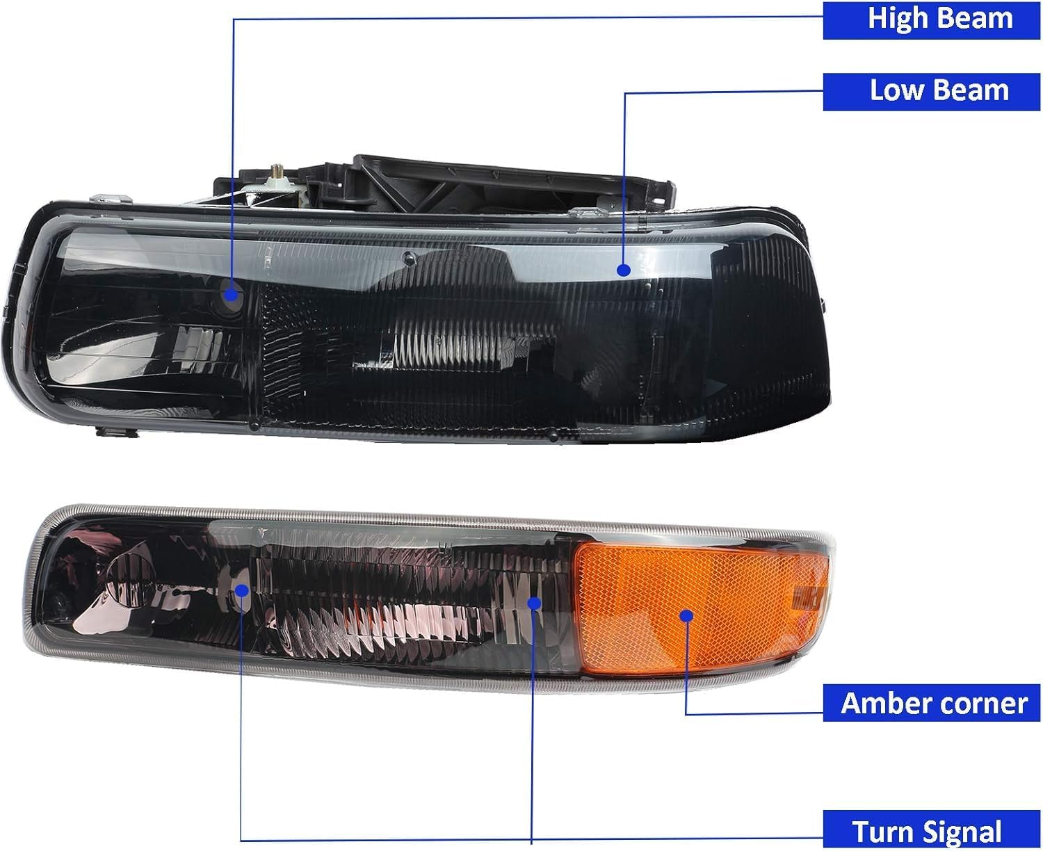 Headlights Compatible With 1999-2002 Chevy Silverado, 2000-2006 Chevy Tahoe/Suburban