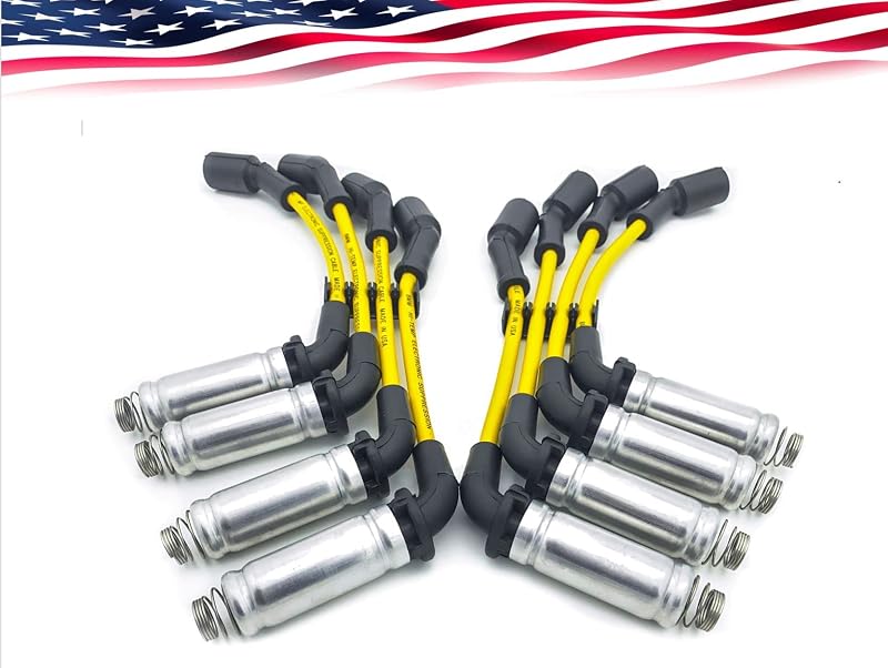 Jogo de cabos de vela DAY USA INC amarelo para Chevrolet V8 4.8L e 5.3L – 8 unidades