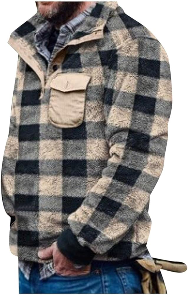 mens plaid fleece hoodie