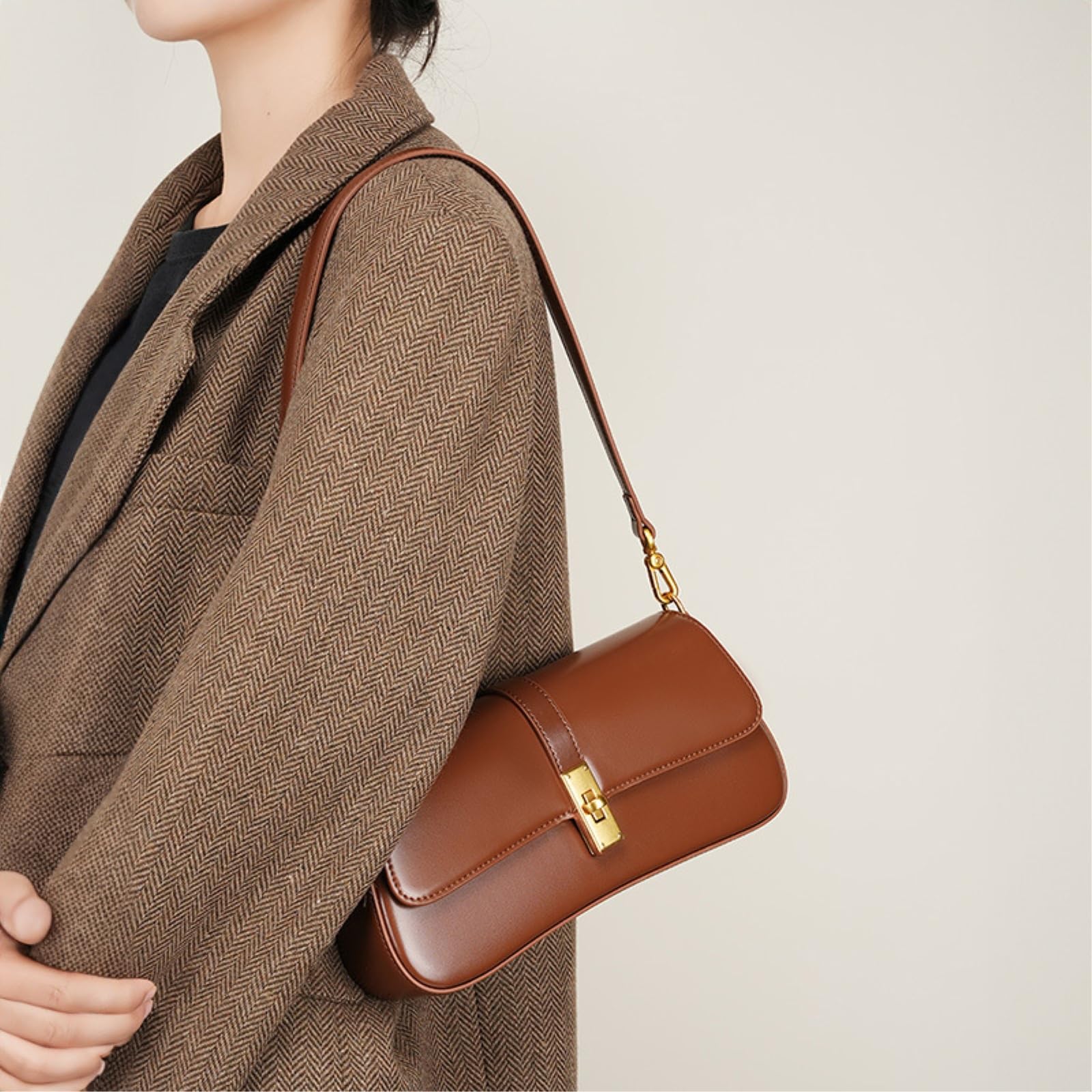Borsa A Tracolla Curva Retro con Cinturina Rimovibile Chiusura Sicura della Fibbia in Metallo per Il Viaggio Quotidiano E L'uso Dell'ufficio Le Donne-burgundy-26 5 12