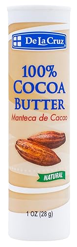 De La Cruz Barra de manteca de cacao, manteca de cacao 100% pura y natural para piel seca y áspera, hidratante totalmente natural, 1 onza (1 barra)