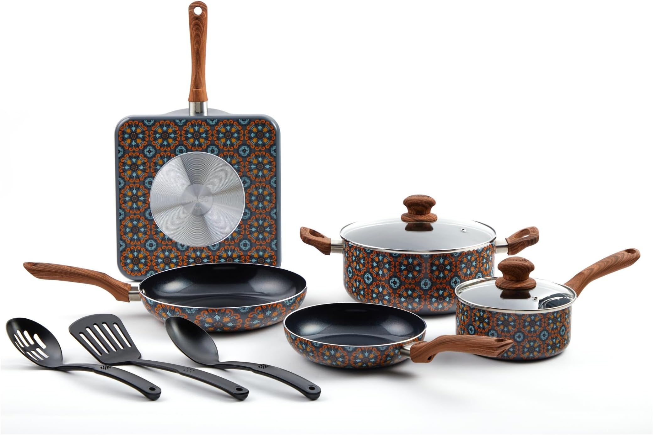 10pc Mexican Talavera Design Cookware Set with Tools