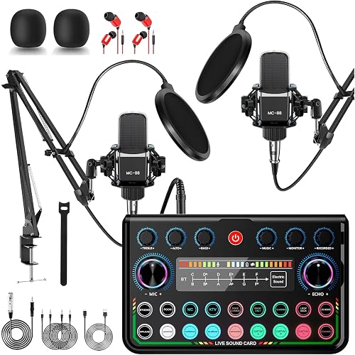 ALSO GO Upgraded Podcast Microphone Bundle, Podcast Equipment Bundle for 2, Recording Studio Equipment for Podcasting, Recording, Singing, Streaming, Gaming