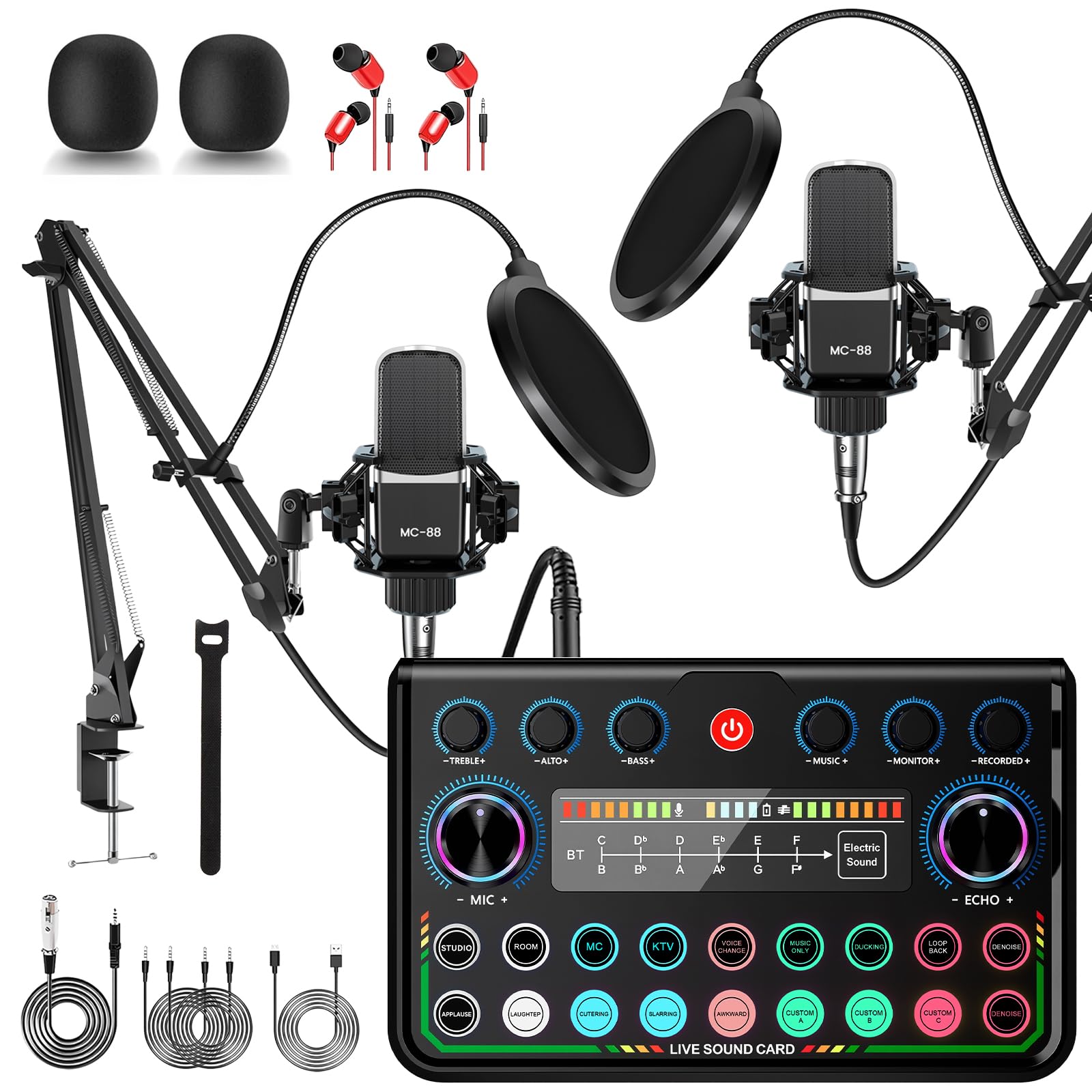 ALSO GO Upgraded Podcast Microphone Bundle, Podcast Equipment Bundle for 2, Recording Studio Equipment for Podcasting, Recording, Singing, Streaming, Gaming-picture-11