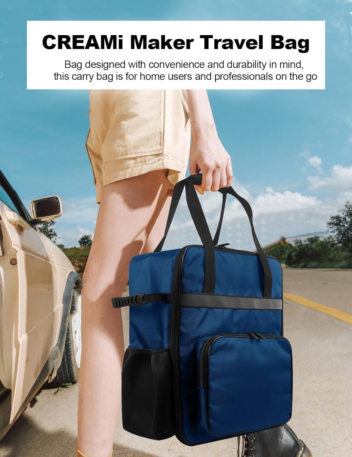 AF-WAN Borsa per il trasporto per gelatiere CREAMi, borsa per il trasporto con manici, scomparto frontale e tasche laterali in rete, compatibile con macchine per il ghiaccio Ninja CREAMi NC501EU