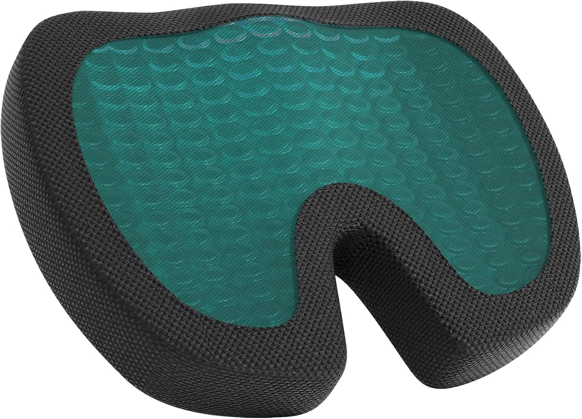 Cómodo cojín de asiento para sillas de oficina, espuma viscoelástica mejorada con gel, antideslizante, soporte de enfriamiento para sentarse durante mucho tiempo, negro