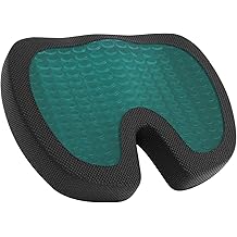 Amazon Basics Comfortable Seat Cushion for Office Chairs, Gel Enhanced Memory Foam, Non-Slip, Cooling Support for Long Sitting, Black