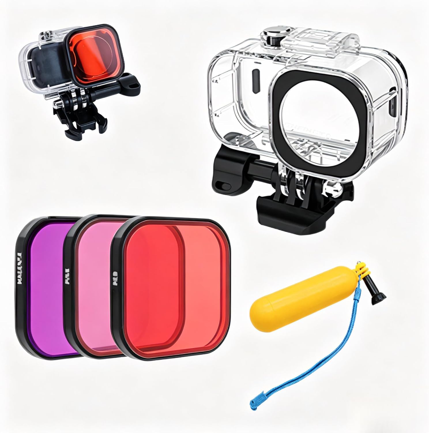 Waterproof Case Filter Kit Compatible with DJI Osmo Nano, Quick-Snap Filters with Buoyancy Handle and Anti-Fog Inserts, for Underwater Vlogging and Sports (3 Filters Set)