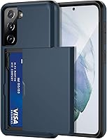 Vista 9 de Jiunai Funda para Samsung Galaxy S21, tarjetero para tarjetas de crédito, titular de efectivo, cubierta deslizante de doble capa, protección híbrida