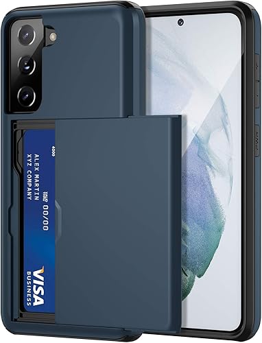 Miniatura 9 de Jiunai Funda para Samsung Galaxy S21, tarjetero para tarjetas de crédito, titular de efectivo, cubierta deslizante de doble capa, protección híbrida