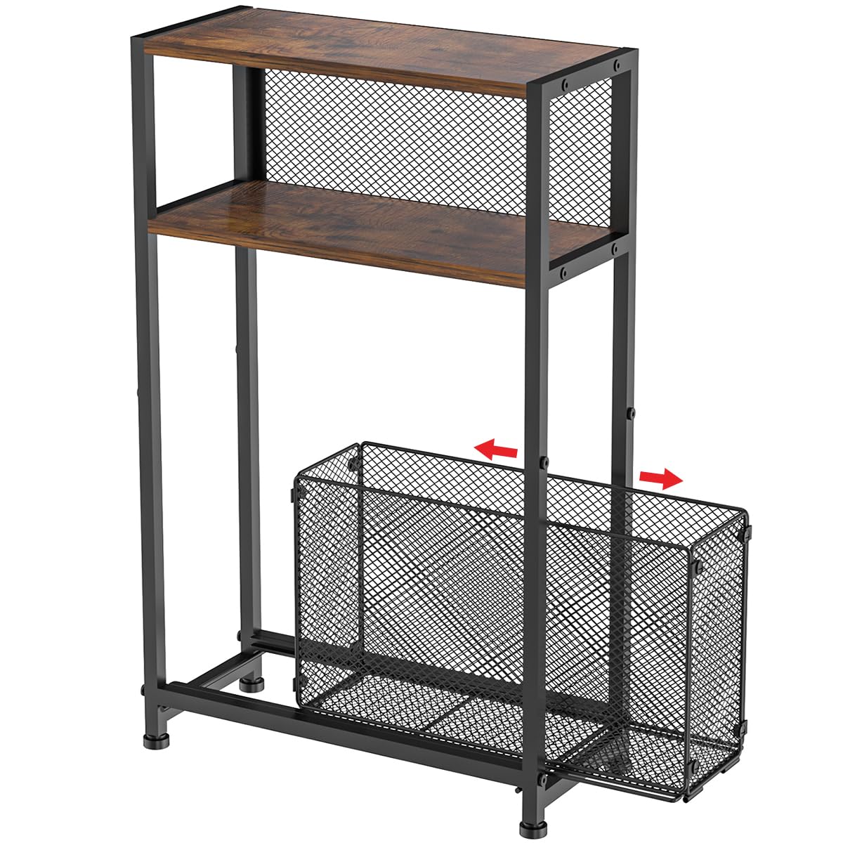 Narrow 3-Tier End Table with Dual Sliding Drawer,Small Side Table for Small Spaces,Living Room,Bedroom,Wood Sofa Table with Storage,Skinny Bedside Table with Magazine Holder,Rustic Brown