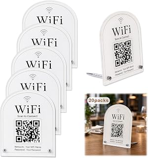 20 Pack Custom WiFi QR Code Signs, Acrylic Guest WiFi Signs for Business