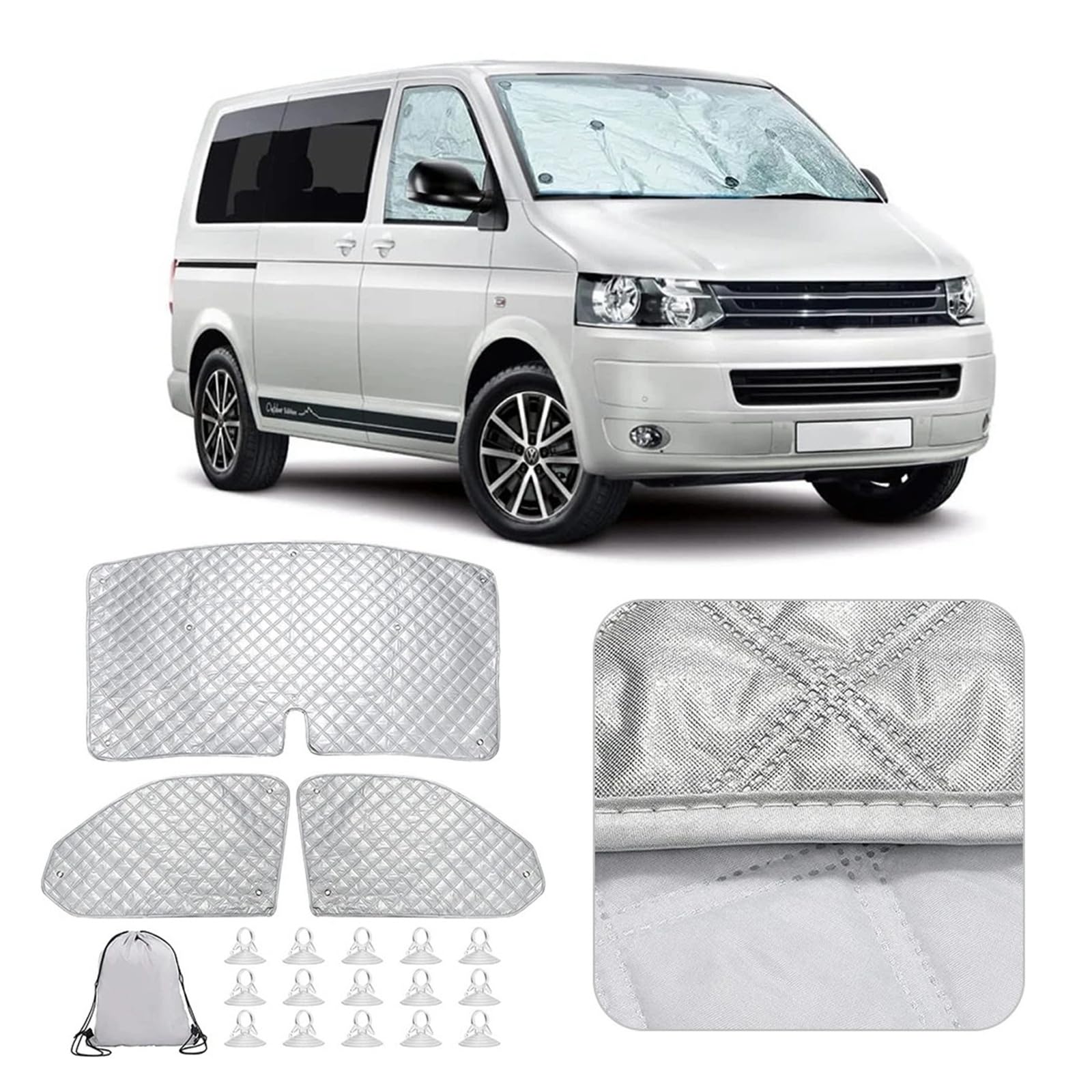 3pcs Car Sunshade Windscreen Protection Cover Internal Thermal Blind Window Cover Set Cover Auto Front Windscreen Cover