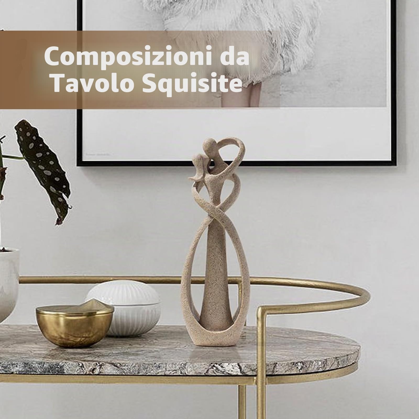 Jenngaoo Scultura di Arenaria, Coppia di Innamorati Bacio Fatto a Mano Statua Statuetta Scolpita Artigianato Regalo Anniversario Matrimonio Regalo Sposi Idee Regalo Matrimonio Regali di San Valentino