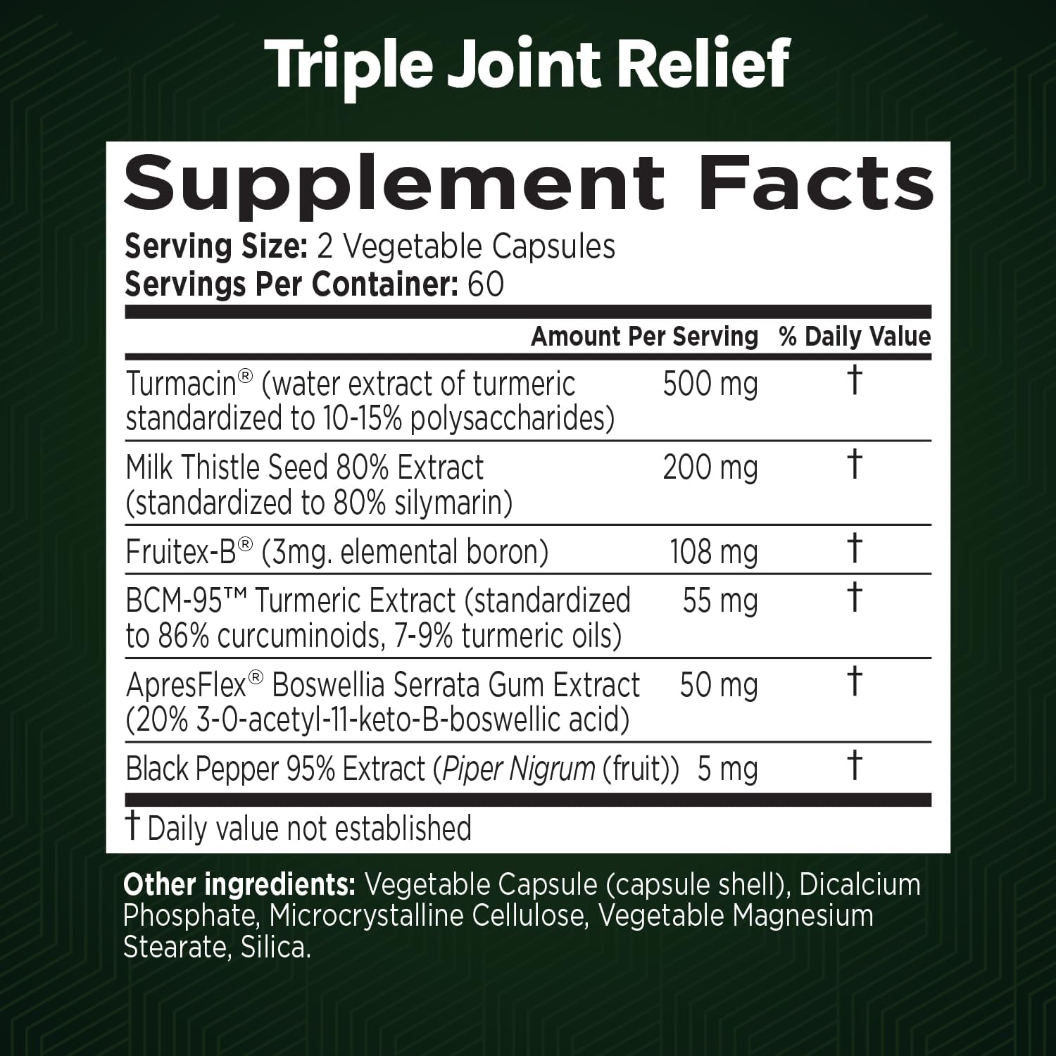 GREEN VALLEY NATURALS Triple Joint Relief Gold – Joint Support Supplement with Turmeric (Turmacin®, BCM-95®), Boswellia (AprèsFlex®) & Boron – Supports Mobility & Flexibility – 120 Capsules