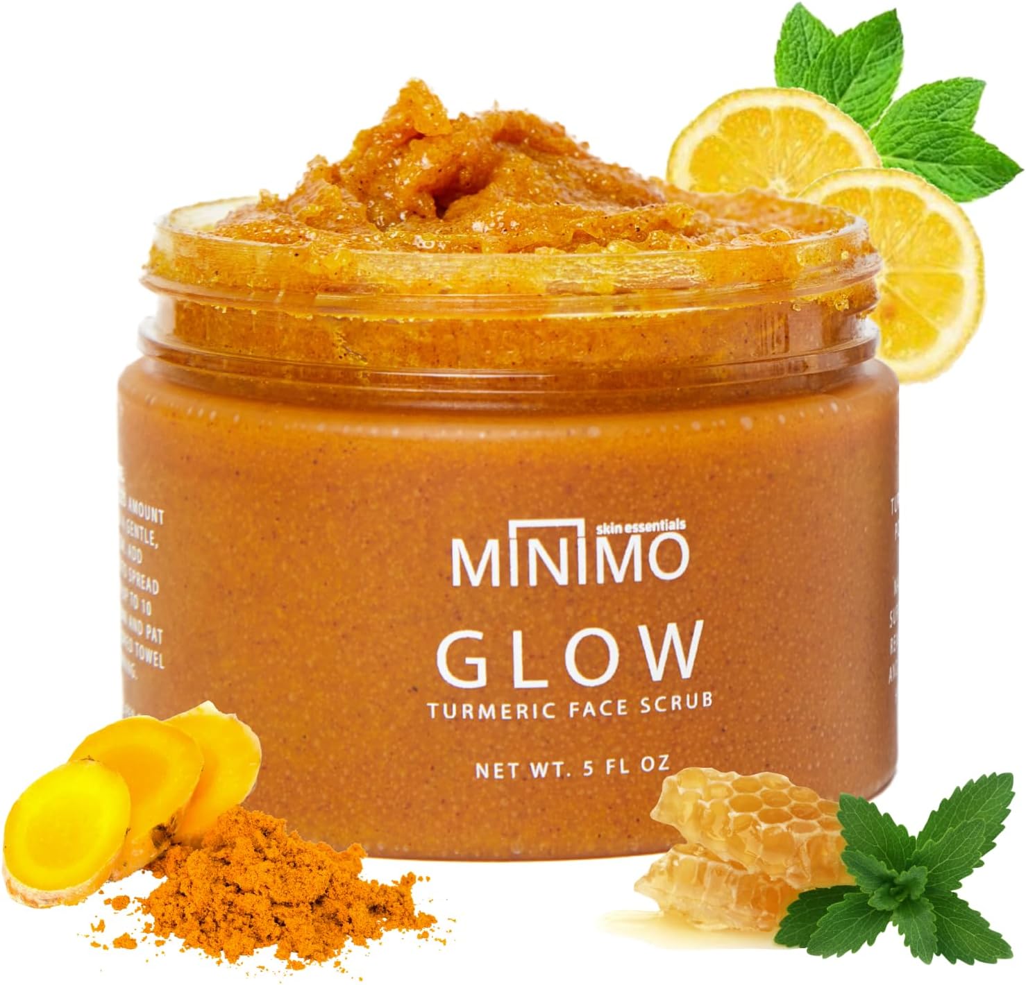Minimo Skin Essentials Glow (Unscented) Brightening Face Scrub for Dark Spots 5 oz Blemish Treatment - Helps Improve Appearance of Uneven tone & Scarring from Breakouts - No Mix, Ready to Apply
