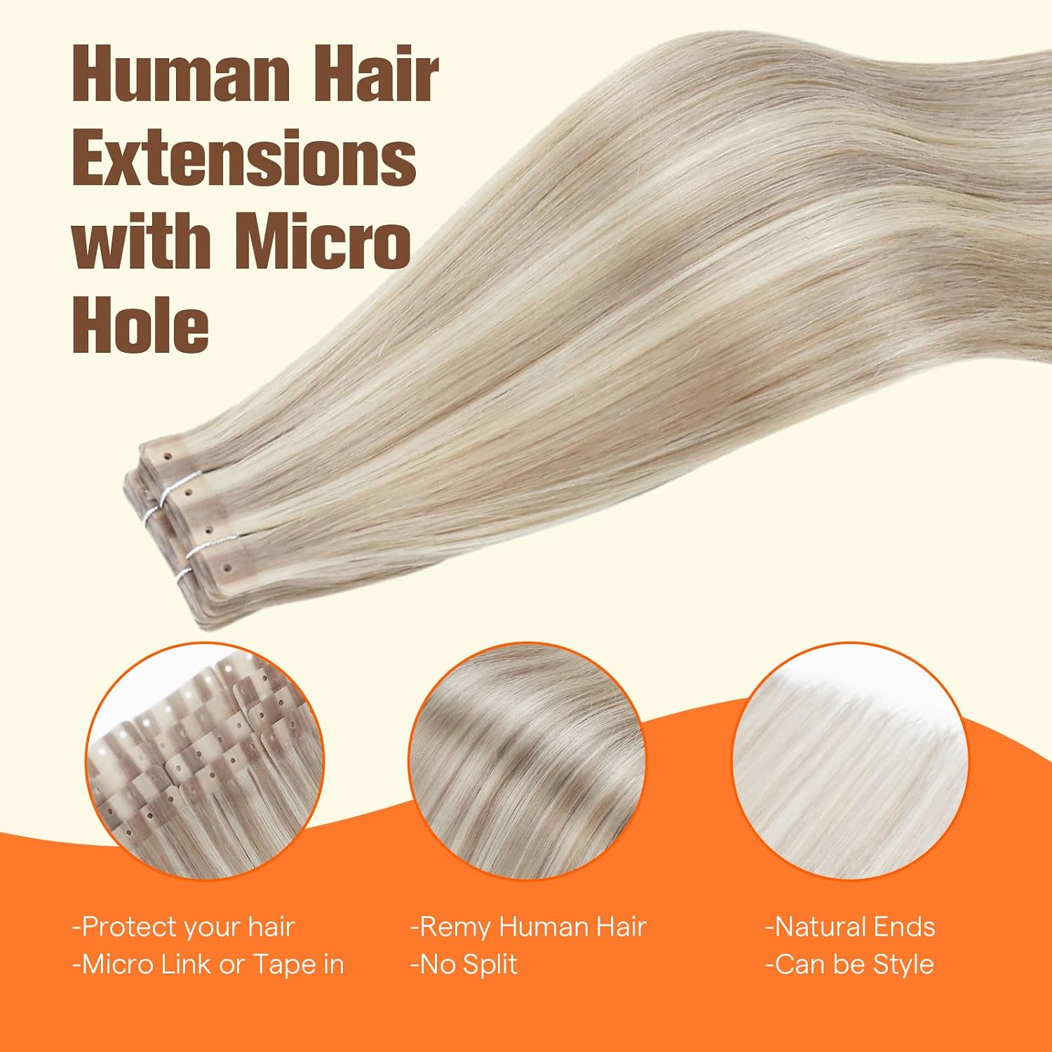 Full Shine Soft Remy PU Hair Extension Ash Blonde Highlight Blonde 18P613 Invisible Tape in Hair Extensions Human Hair Versatile As Tape in 18Inch 20PCS 50G for Women Wedding