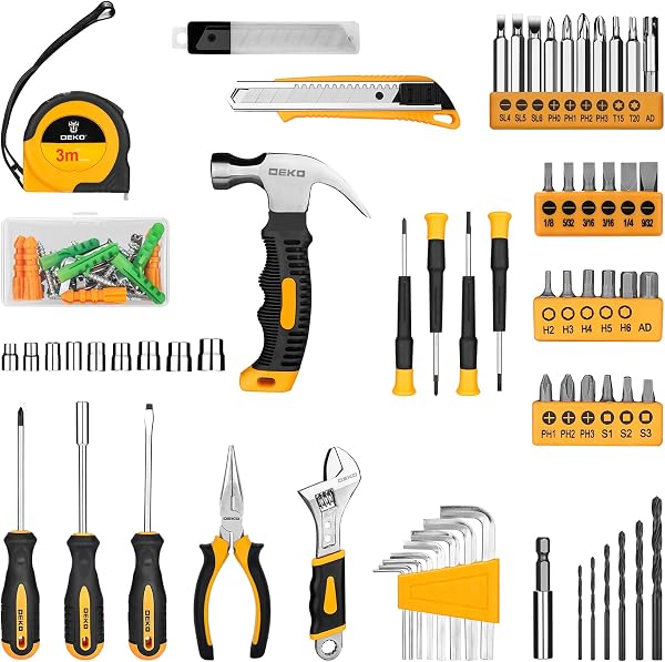 DEKO Caja Herramientas Completa con Destornillador Electrico/Taladro con bateria de 8V, Maletin de 126 Piezas, Caja profesional de herramientas Domésticas de Bricolaje para Oficinas y Jardín, Gris - 3