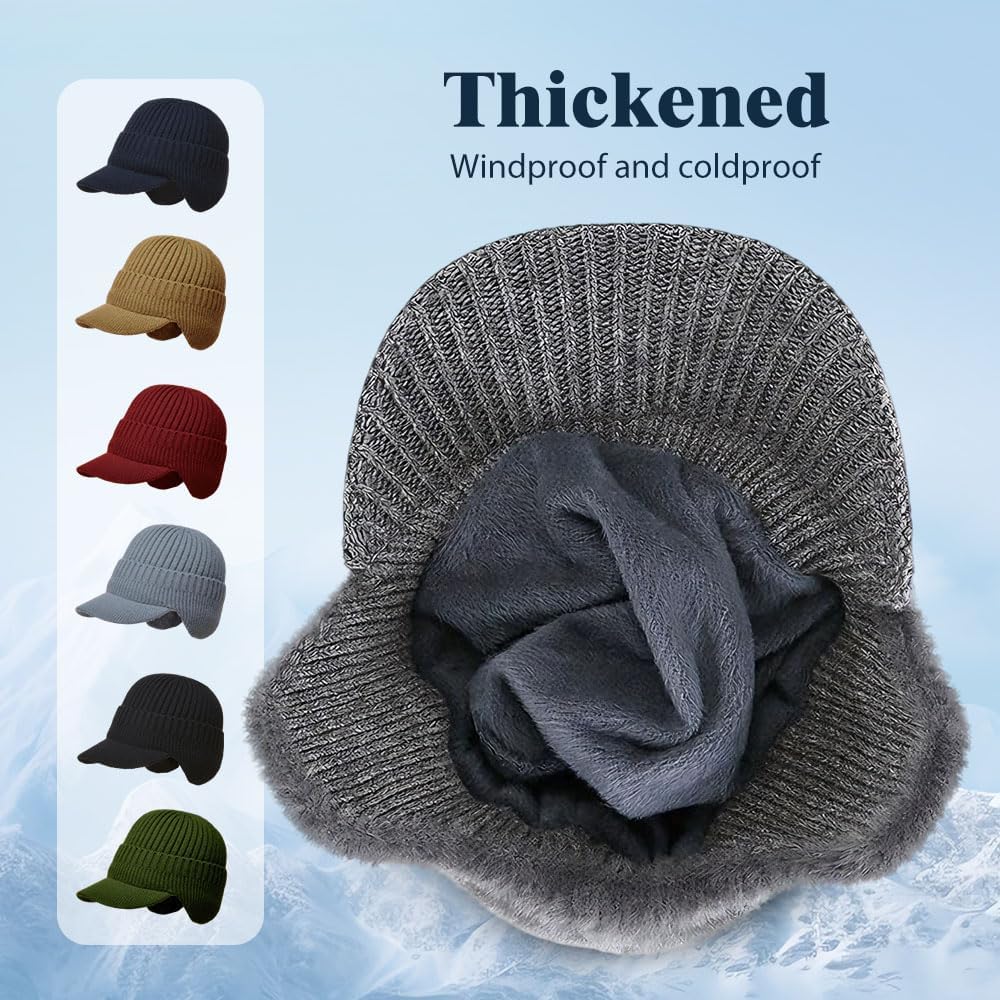Cozy Head Beanie, 2026 New Winter Knit Beanies with Brim and Ear Flaps for Unisex