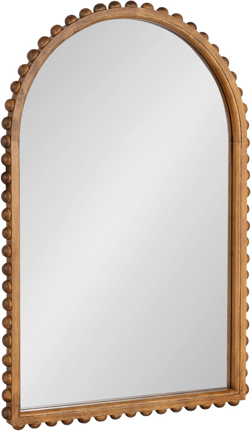 Kate and Laurel Beadbrook Modern Beaded Arched Mirror, 20 x 30, Rustic Brown, Transitional Arch Wall Mirror for Use as Bathroom Mirror or Entryway Mirror Decor