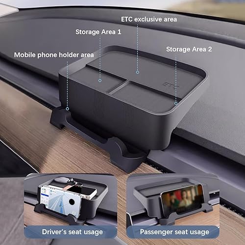 Miniatura 4 de OLizee Bandeja organizadora de consola central de silicona movible para Tesla Modelo 3Y para tablero de instrumentos de automóvil, bandeja de