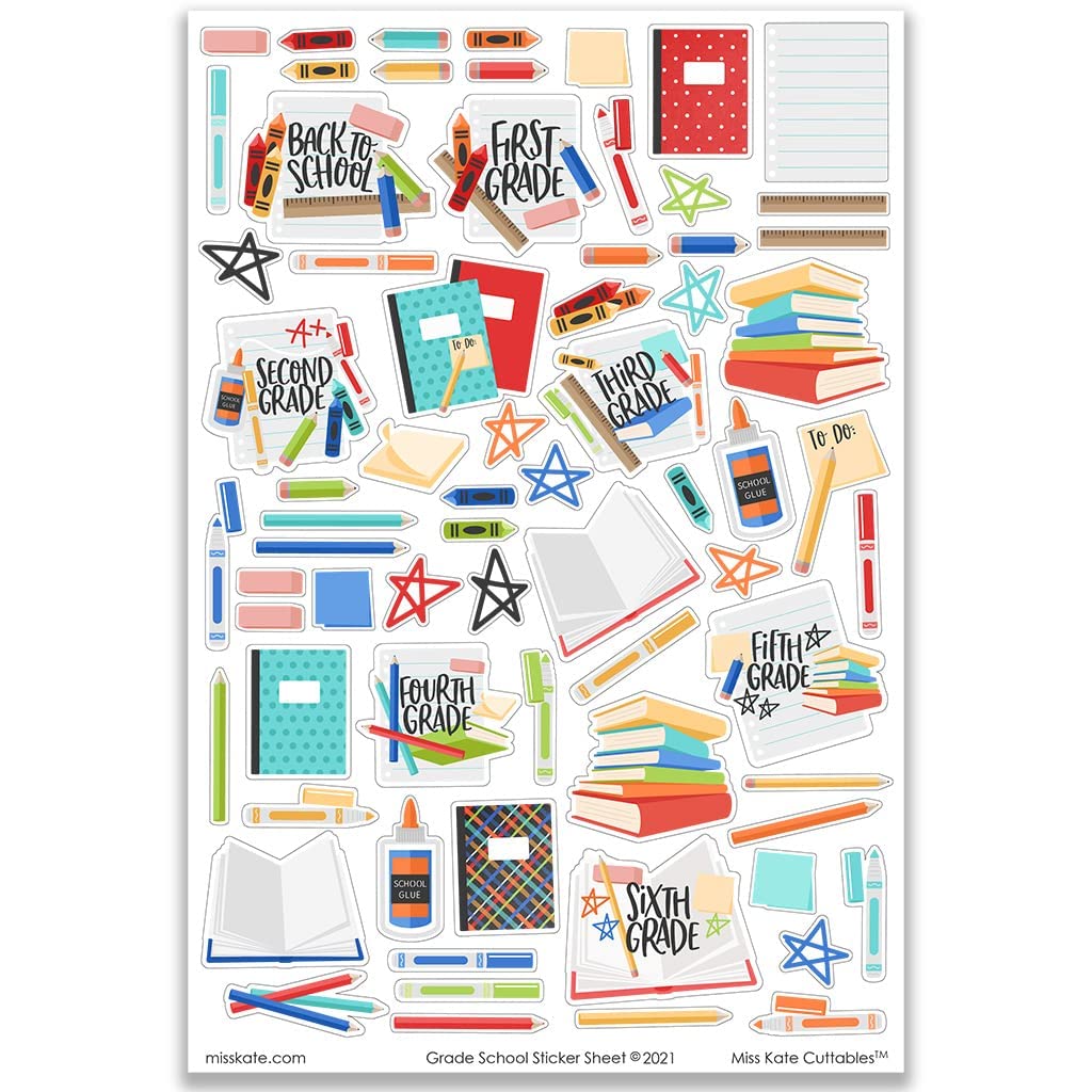 Miss Kate Cuttables Paper & Sticker Kit - Grade School - 20 Double-Sided 12x12 Papers with 39 Designs & 1 8X12 Sticker Sheet - Scrapbooking Card Making Crafting - Image 4