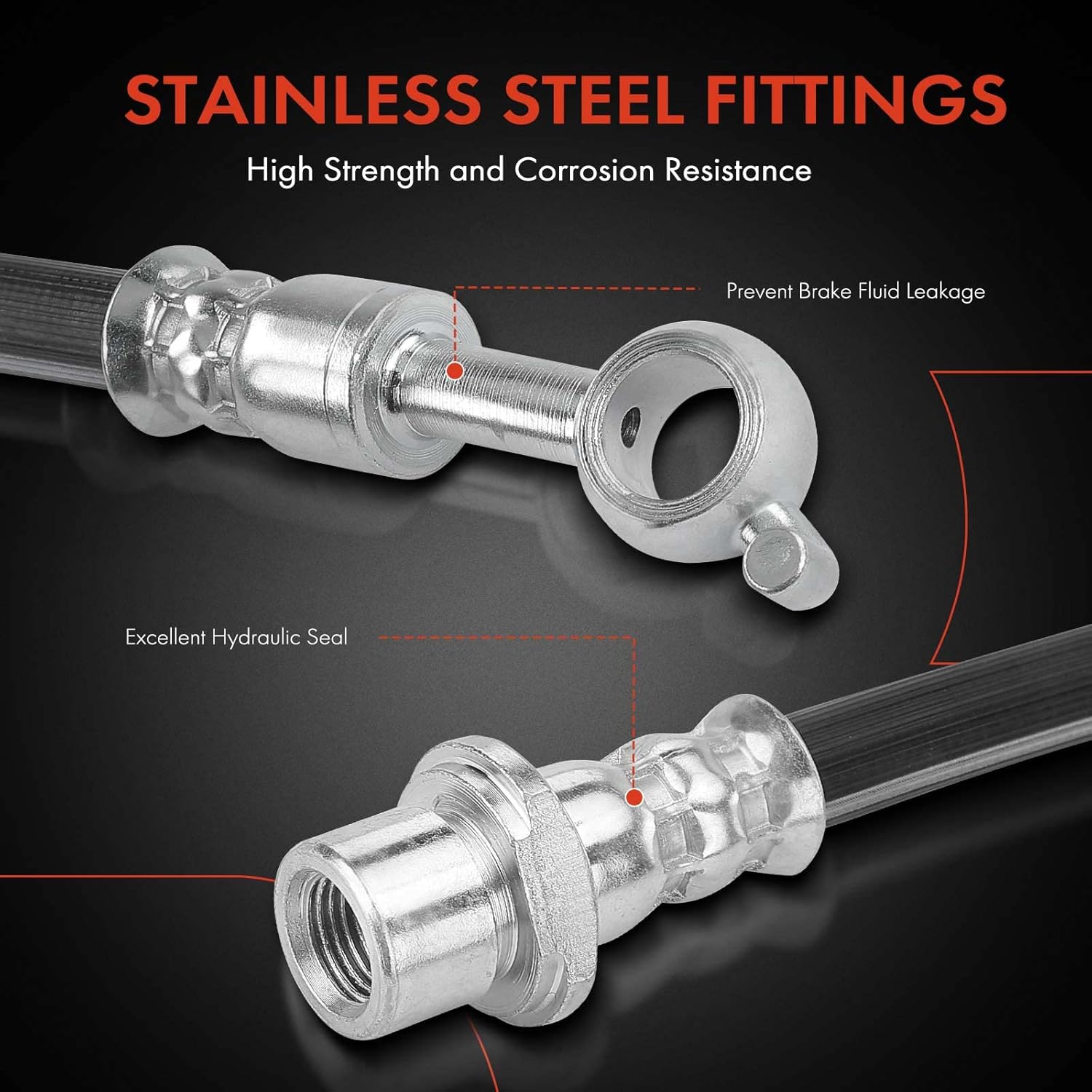 A-Premium Rear Driver and Passenger Brake Hydraulic Hoses Compatible with Select Suzuki Models - Grand Vitara 2009 2010 2011 2012 2013 - Replace# 5157077K00, 5158077K00(Pack of 2)