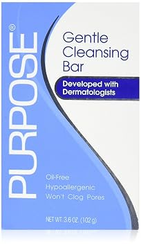 Purpose Gentle Cleansing Bar, Developed with Dermatologists, Clinically Shown To Be As Gentle As Water, All Skin Types, For Sensitive & Dry Skin, Oil-free, Hypoallergenic, Sulfate-Free, 3.6 oz Bar