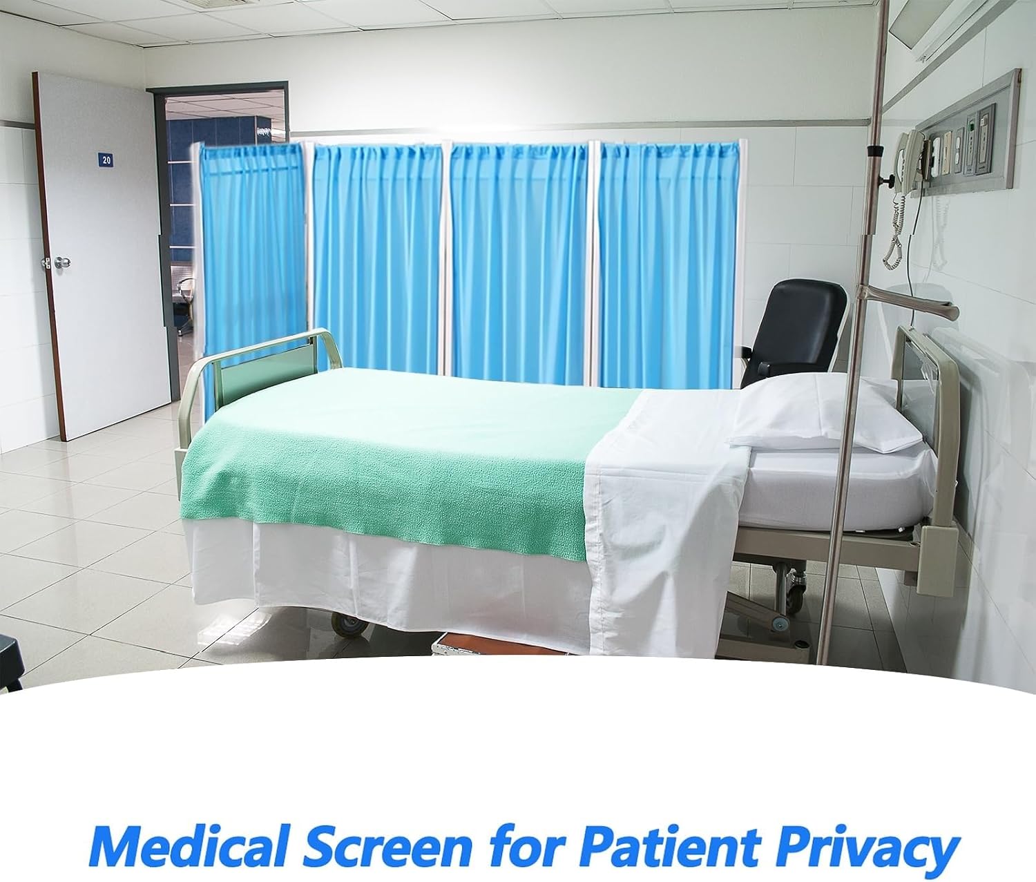 4 Panel Foldable Medical Privacy Screen - Medical Privacy Screen, Stainless Steel Medical Screen, On Wheels Curtain for Hospital Clinics Emergency Room, Ward, ICU Monitoring Room Divider