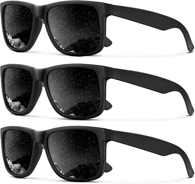 KALIYADI Sunglasses-Men Lunettes de soleil polarisées pour hommes Femmes Classic Matte Black Frame UV Protection 3pack