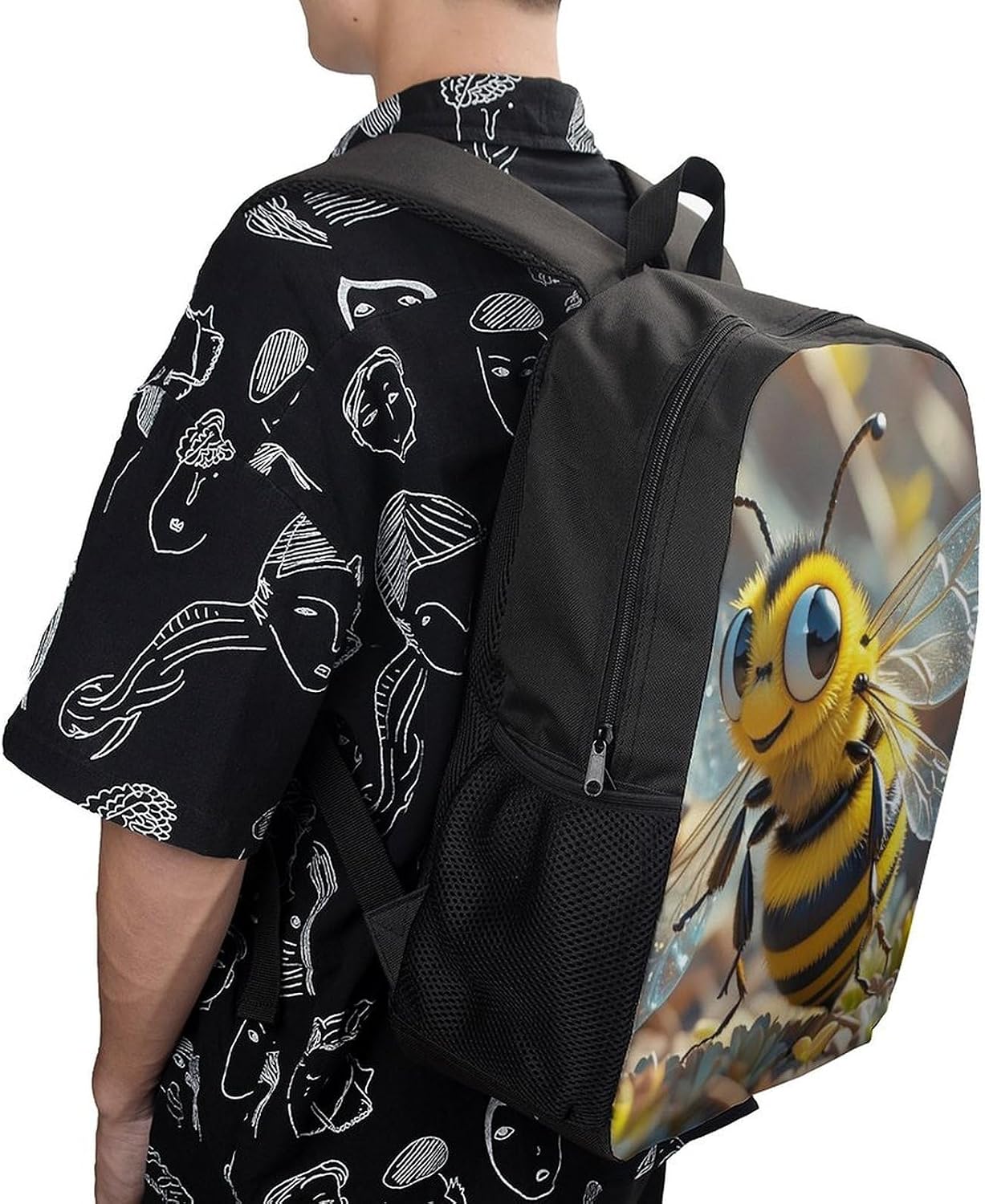 Cartoon Bee 17 Inch Laptop Backpack, College Bookbag image 5