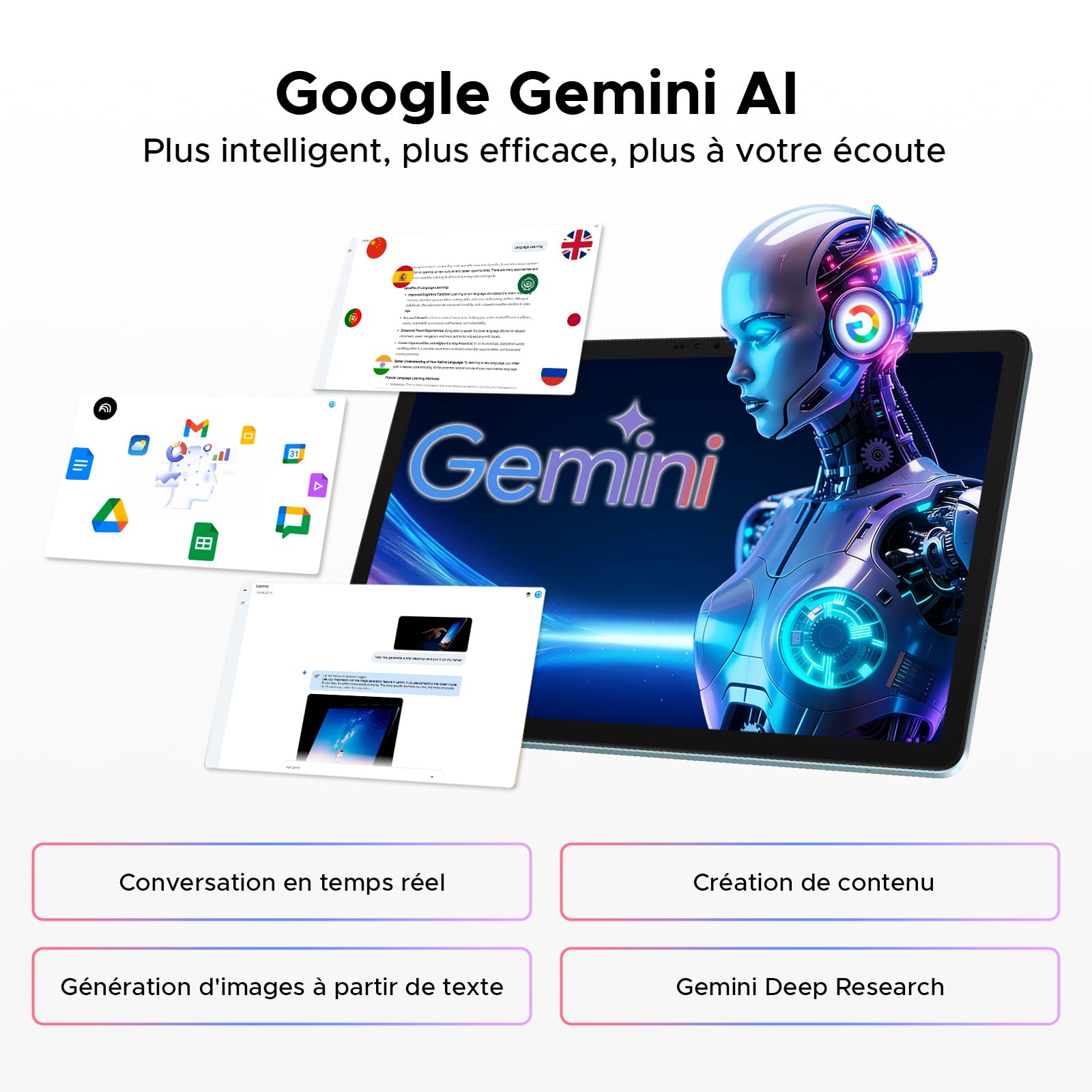 P13 Pro Android 16 Tablette, 48Go+256Go ROM, 2.4K 120Hz 13,4 Pouces Tablette avec Gemini AI, Tablette Tactile T7280 Octa-Core, 16MP + 8MP, 12000mAh, 5G WiFi, 4G LTE, Clavier, Stylet, Case-Bleu