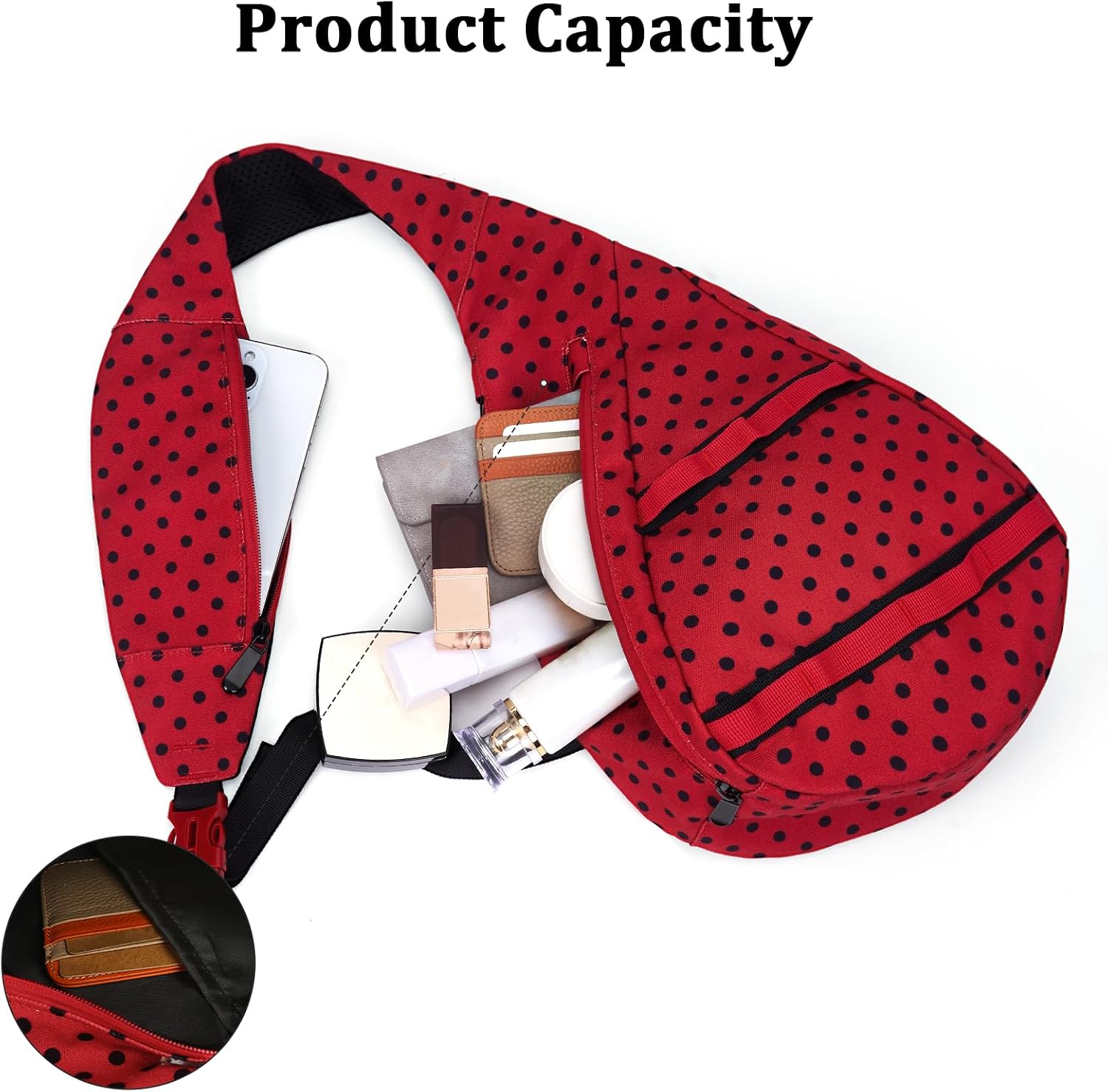 Polka Dot Crossbody Bag for Women Sling Bag with Strawberry Pendant image 4