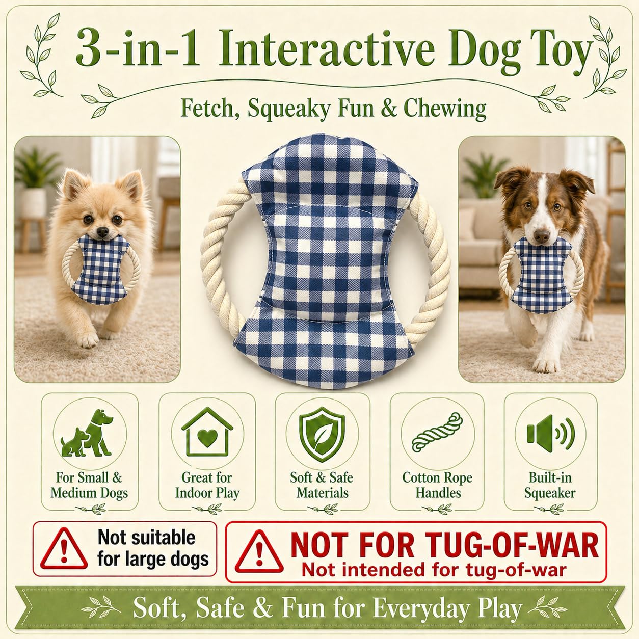 Niedliche Frisbees, Baumwollseil-Spielzeug für kleine Hunde/Welpen, zum Zahnen, weiches Polyester, Quietschspielzeug für Training, Werfen und Interaktion gegen Langeweile und Angst, leicht zu reinigen
